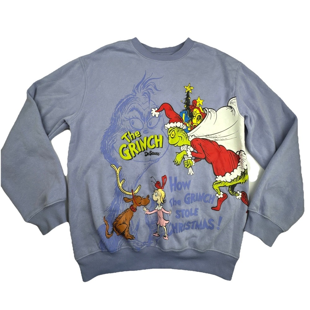 Dr. Seuss Womens The Grinch shirt XS Cotton Blend Christmas Holiday Pullover